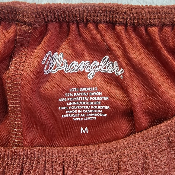 Wrangler Boho Flutter Sleeve Crochet Accent Dress Burnt Orange Rust Color Size M - Picture 8 of 12